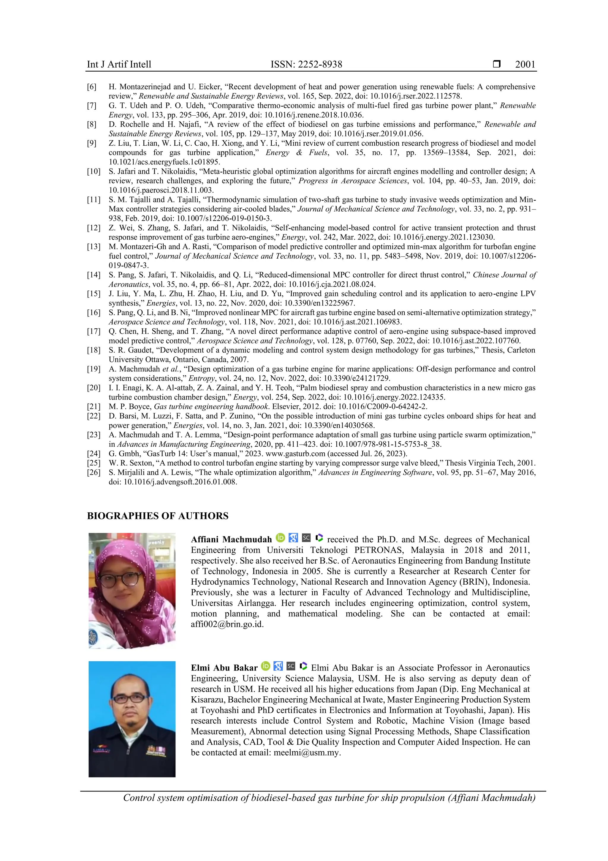 Control system optimisation of biodiesel-based gas turbine for ship ...