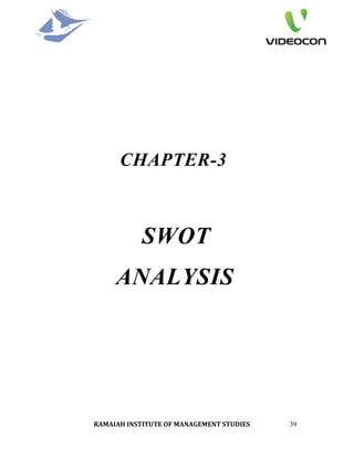 CHAPTER-3



            SWOT
     ANALYSIS




RAMAIAH INSTITUTE OF MANAGEMENT STUDIES    39
 