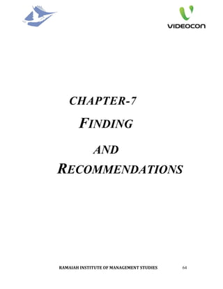 CHAPTER-7
       FINDING
             AND
RECOMMENDATIONS




RAMAIAH INSTITUTE OF MANAGEMENT STUDIES    64
 