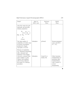 11 
Paper Chromatography (PC) 
The stationary phase used in this procedure is a sheet of filter paper and hence the 
name ‘Paper Chromatography’ for the method. The mobile used is liquid. Since 
the stationary phase is in a plane rather than in a column, the technique is 
categorized under ‘Plane Chromatography’. 
The discovery of paper chromatography (PC) in 1944, which tremendously 
increased the possibility of detection, identification and separation of small 
amounts of substances, meant a true revolution in Chemistry, and mainly in 
Biochemistry. This method was discovered by Conden, Cordon, Martin and Synge, 
who developed it in connection with the need to analyze protein hydrolyzates i.e. 
to analyze mixtures of amino acids. The last two of the authors mentioned were 
awarded the Nobel Prize for the discovery. During the following ten years the 
method devloped and spread to such an extent that no chemical or biochemical 
laboratory would imagine working without it. The extreme sensitivity with which 
compounds can be located after separation is one of the most important features 
of paper chromatography. In case of some compounds, amounts as little as 0.1 
microgram can be detected by this chromatographic technique. On account of its 
such high degree of sensitivity for detection, paper chromatography has played a 
very important role in elucidating the chemistry of many naturally occurring 
organic substances. Many a time these natural products are isolable in quantities 
of the order of a few milligrams; but even with such minute amounts many 
reactions can be carried out and products of such reactions can be separated and 
identified by paper chromatography. 
11.1 Theory underlying Working of Paper Chromatography 
The working of this technique is based on two phenomena: 
(i) Molecules of different substances will generally have different attractive 
forces of adsorption to the cellulose fibres of which paper is made. (ii) Even ‘dry’ 
paper generally has about 15% water, by weight, on its fibres, and in paper 
chromatography molecules of different constituents of a mixture dissolved in a 
water-immiscible solvent will partition themselves in differing degrees between 
this adsorbed water of the cellulose fibres and the solvent. The partition effect 
usually plays the major role in paper chromatography. 
The mechanism which effects separation of a mixture into its constituents can 
be explained in the following manner. A suitable solvent, which constitutes the 
 