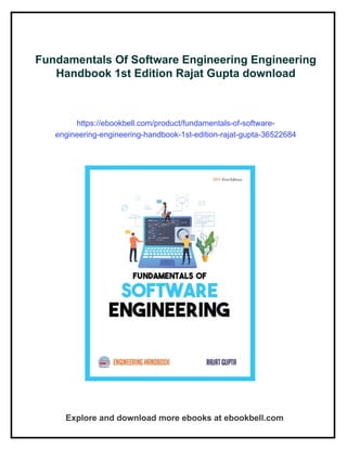 Fundamentals Of Software Engineering Engineering Handbook 1st Edition ...