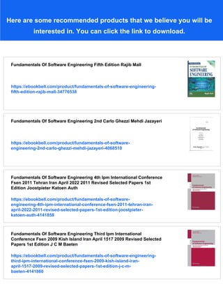 Fundamentals Of Software Engineering Engineering Handbook 1st Edition ...