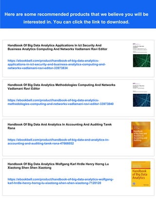 Handbook Of Big Data Analytics And Forensics 1st Ed 2022 Kimkwang ...