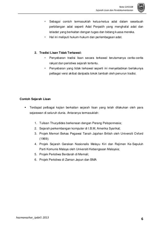 182764707 nota-sjh3104-sejarah-lisan-dan-pendokumentasian 