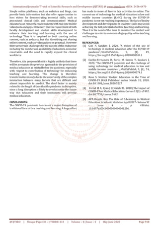 Medical Education in Times of Covid 19 Pandemic | PDF