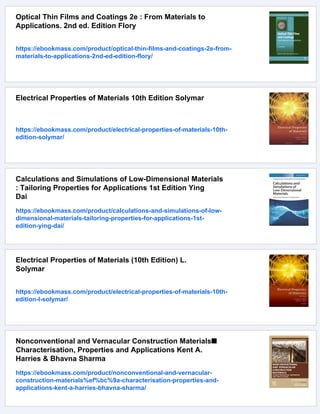 Optical properties of materials and their applications Second Edition ...