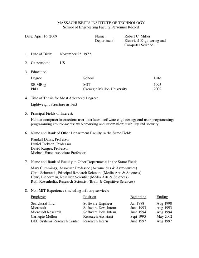 Curriculum vitae mit image