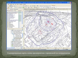 Сканированная карта-схема предприятия с привязкой по координатам
 