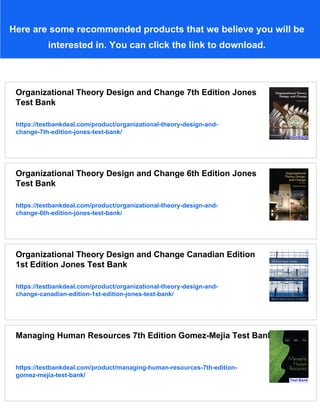 Organizational Theory Design and Change 7th Edition Jones Solutions ...