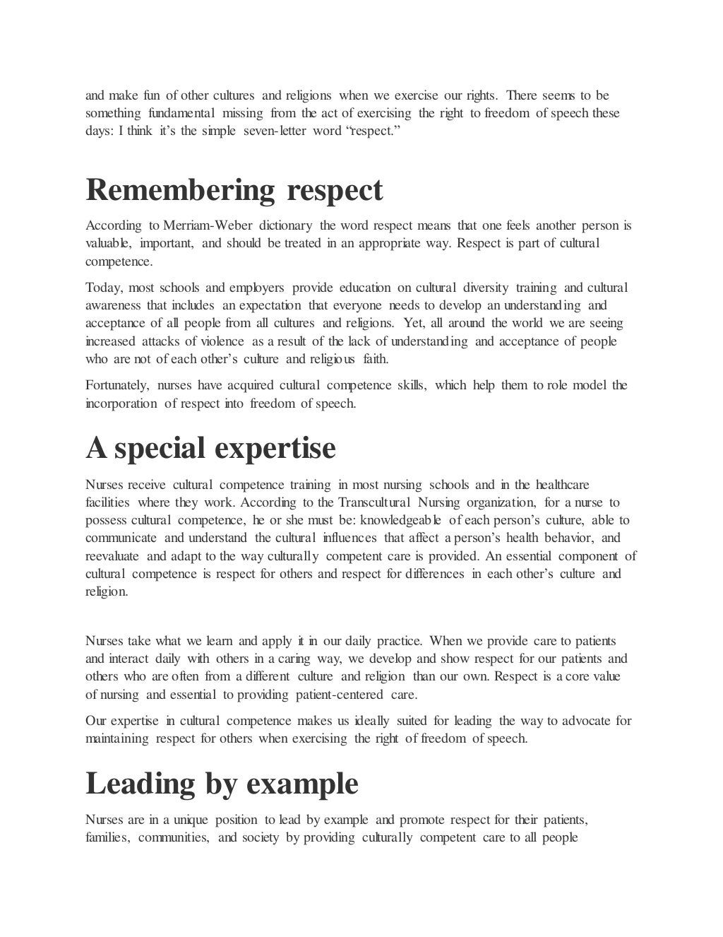 respect for others freedom essay