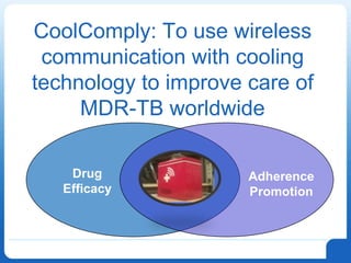 CoolComply: To use wireless communication with cooling technology to improve care of MDR-TB worldwide  Drug Efficacy Adherence Promotion 