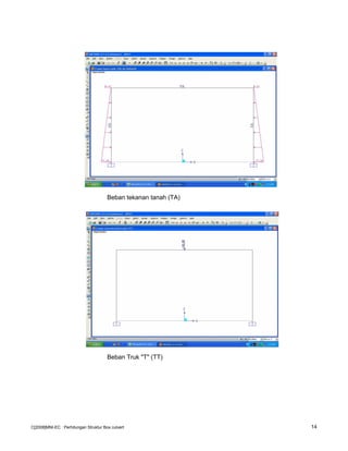Beban tekanan tanah (TA)
Beban Truk "T" (TT)
C[2008]MNI-EC : Perhitungan Struktur Box culvert 14
 
