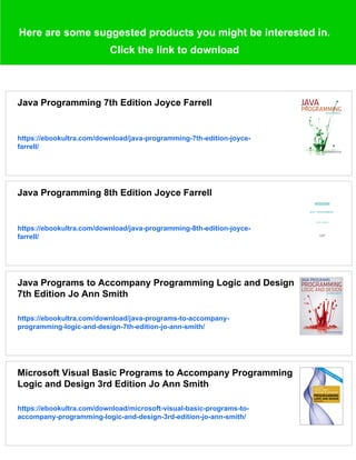 Programming Logic and Design Comprehensive 6th Edition Joyce Farrell | PDF