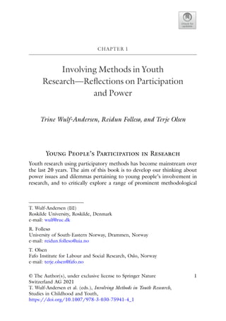 Involving Methods In Youth Research Reflections On Participation And ...
