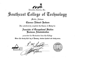 Clarence Jackson Business Administration Degree