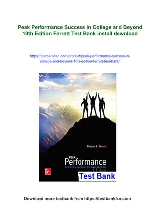Peak Performance Success in College and Beyond 10th Edition Ferrett ...
