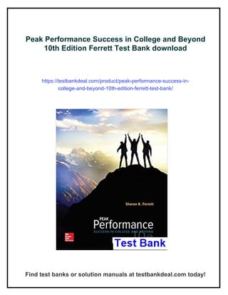 Peak Performance Success in College and Beyond 10th Edition Ferrett ...