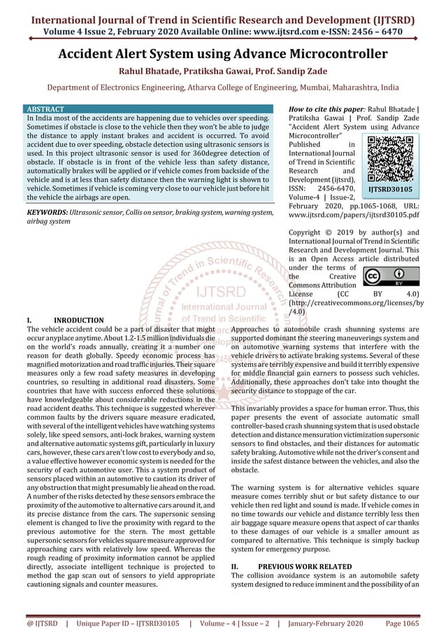 Accident Alert System using Advance Microcontroller | PDF