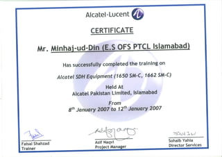 ALU SDH Certificate