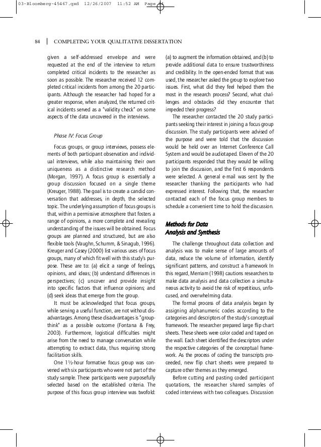 Completing your qualitative dissertation bloomberg volpe