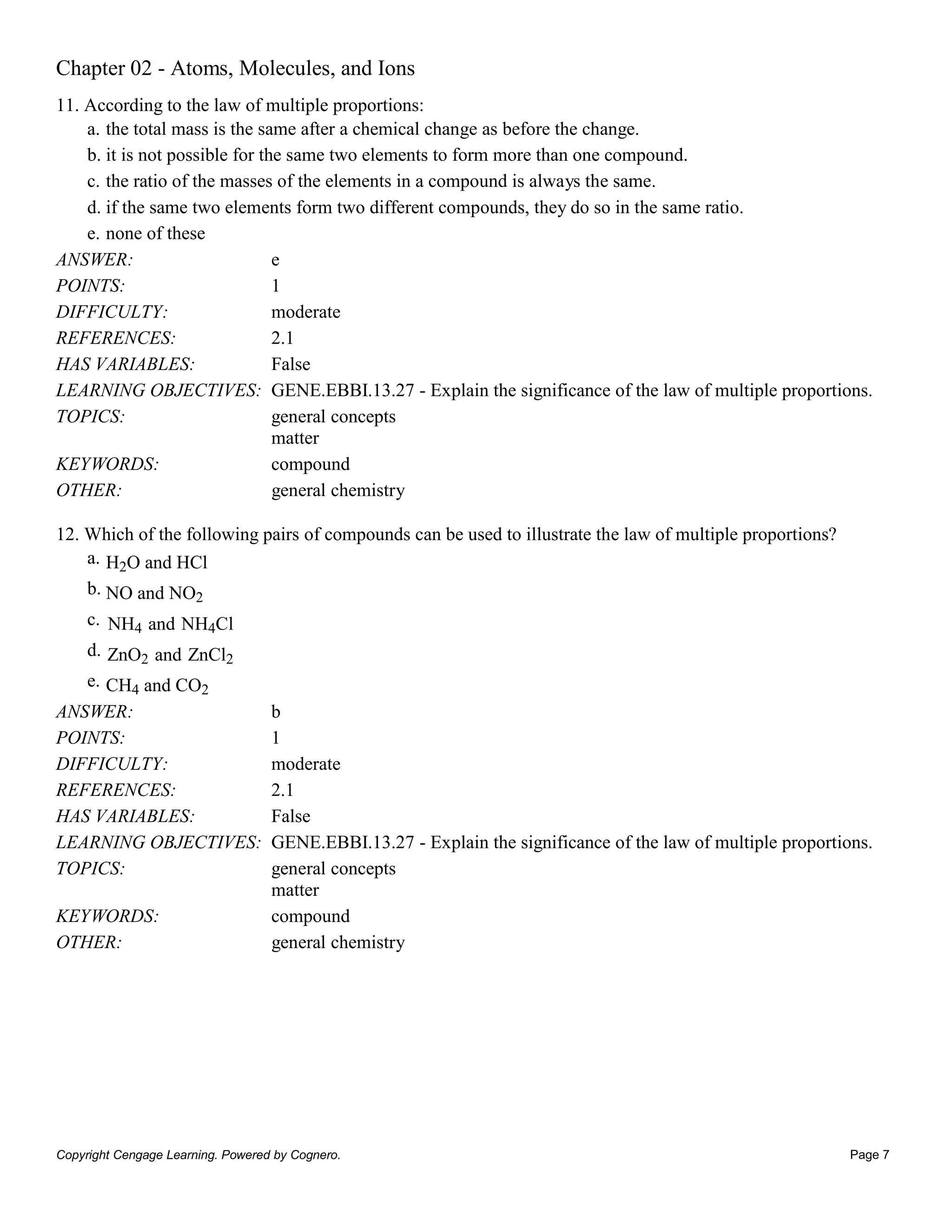 Test Bank for General Chemistry, 11th Edition | PDF