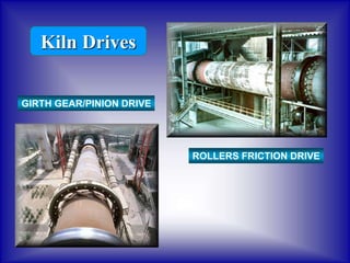 GIRTH GEAR/PINION DRIVE
ROLLERS FRICTION DRIVE
Kiln Drives
 