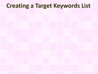 Creating a Target Keywords List
 