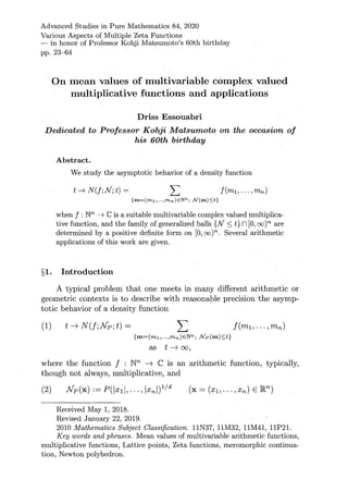 Various Aspects Of Multiple Zeta Functions In Honor Of Professor Kohji ...