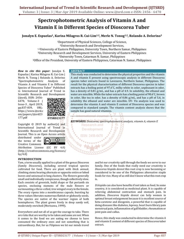 Spectrophotometric Analysis of Vitamin A and Vitamin E in Different ...