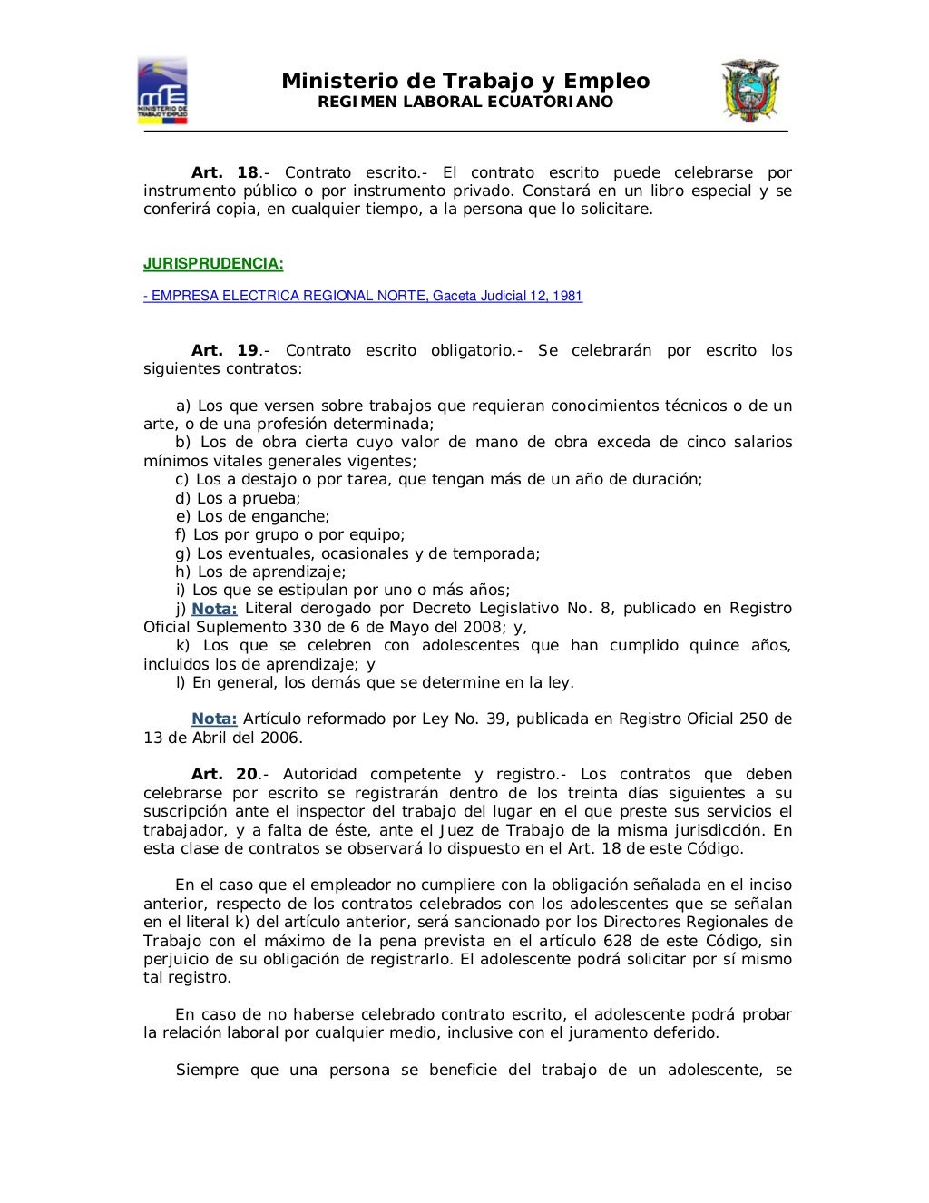 18671394 codigolaboralecuatorianoministeriodeltrabajodelecuador