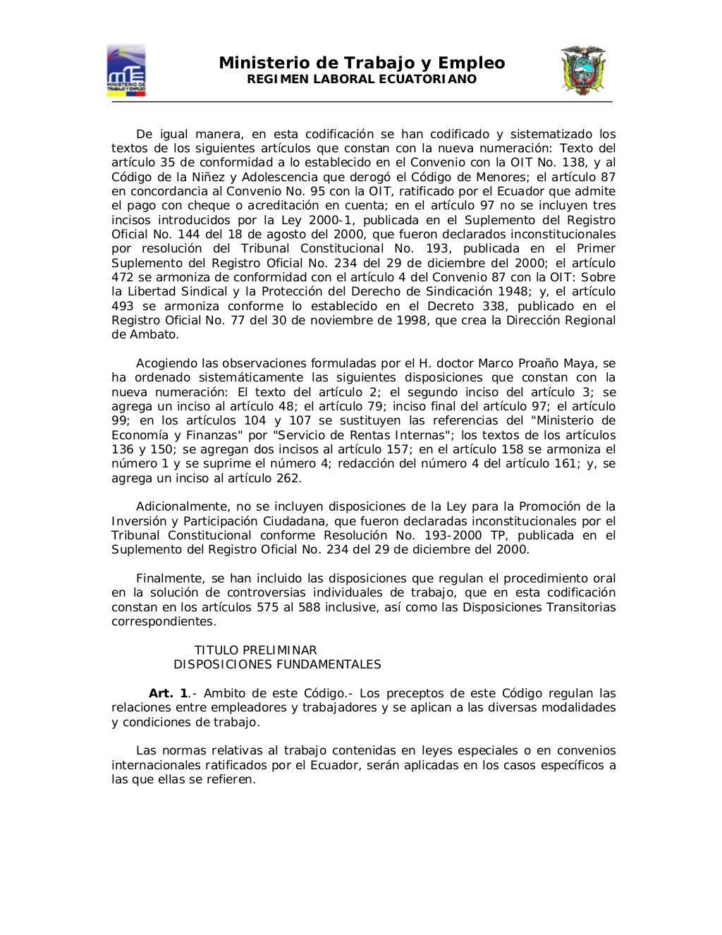 18671394 codigolaboralecuatorianoministeriodeltrabajodelecuador