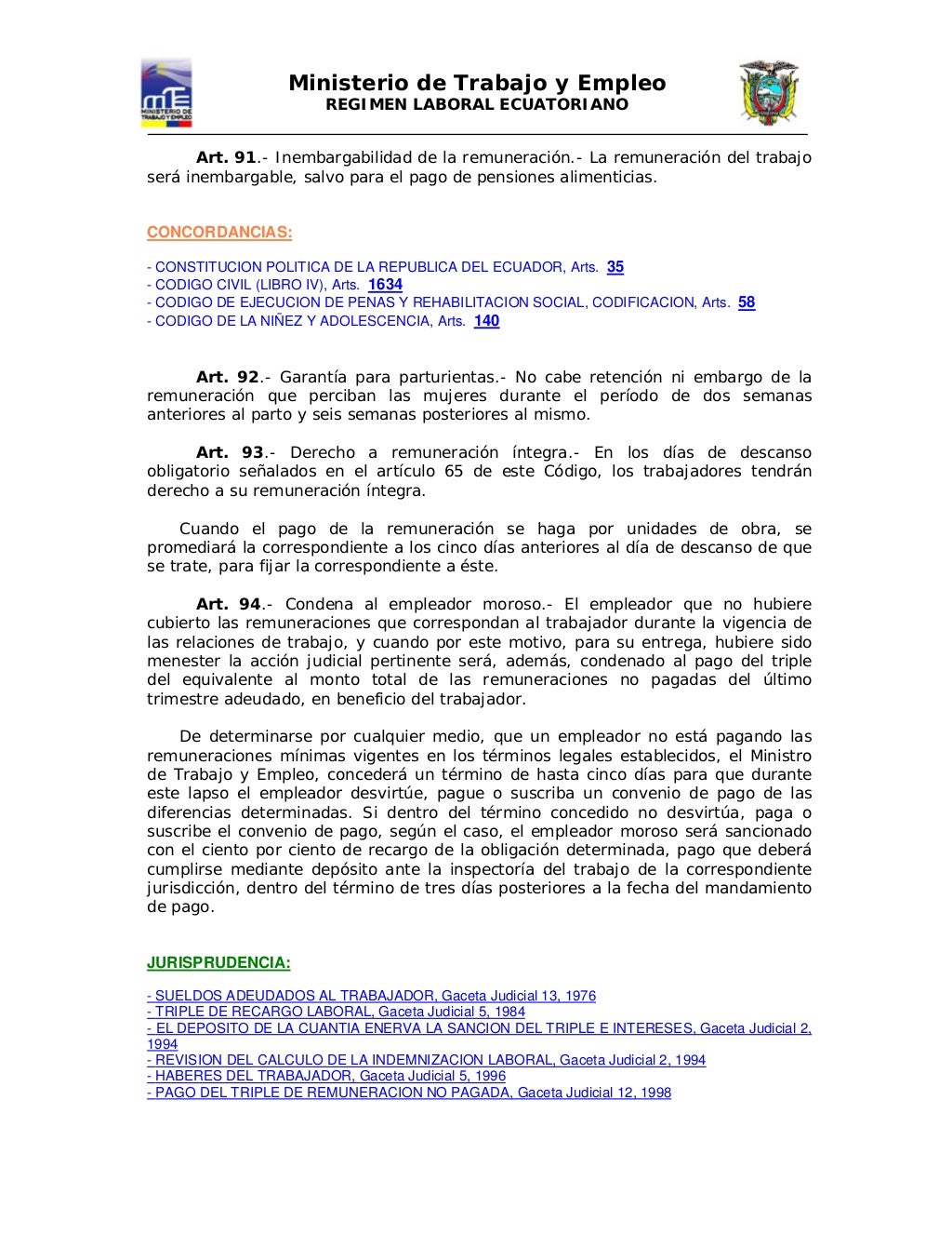 18671394 codigolaboralecuatorianoministeriodeltrabajodelecuador