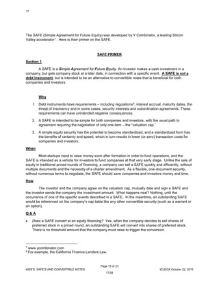 Y Combinator Safe Note Shmalo - 2015-Convertible Note Paper and Exhibits - FINAL | PDF