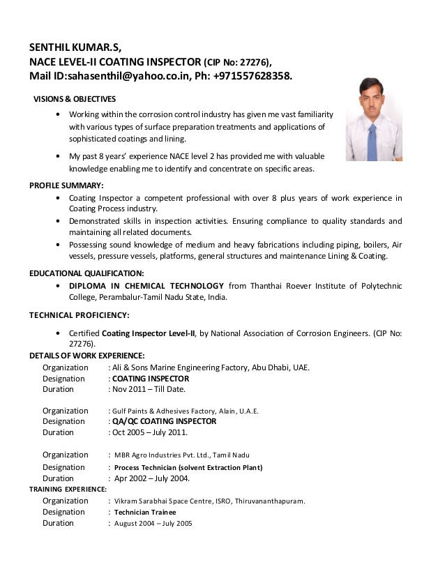 senthilkumar cv home inspector resume