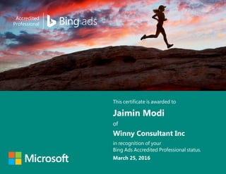 Jaimin Modi
Winny Consultant Inc
March 25, 2016
 