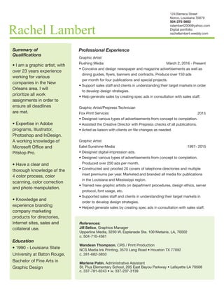 Rachel Lambert Resume PDF - Rachel Lambert Resume 1 320 