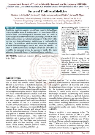 Future of Traditional Medicine | PDF