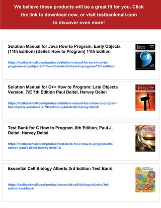 Test Bank for Java How To Program (early objects), 9th Edition: Paul ...
