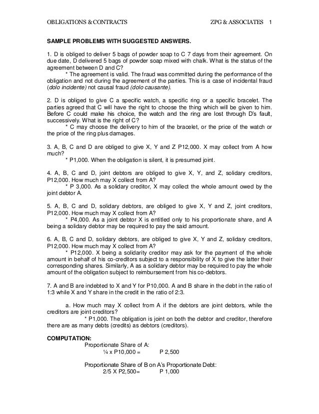 Example Of Solidary Obligation : Law On Obligations And ...