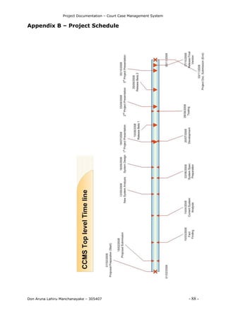 Project Documentation – Court Case Management System
Don Aruna Lahiru Manchanayake – 305407 - 88 -
Appendix B – Project Schedule
 