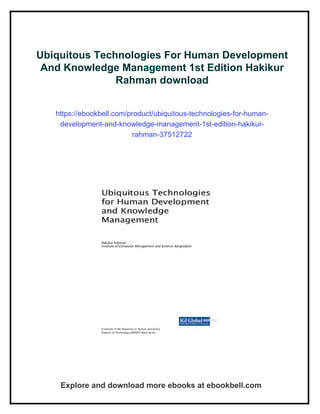 Ubiquitous Technologies For Human Development And Knowledge Management ...