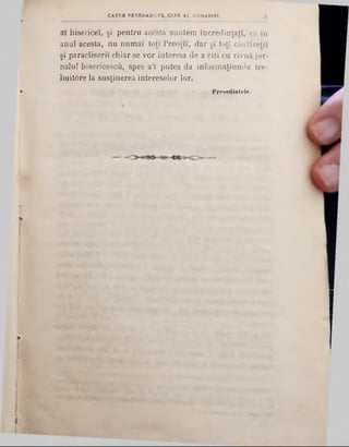 ai bisericeî, şi pentru acesta suntem în cred in ţa ţi, că în
anul acesta, nu numai toţi Preoţii, dar şi to lî cântăreţii
şi paracliserii chiar se vor interesa de a citi cu rîvnâ jur-
naiul bisericescu, spre a’l putea da informaţiunile tre-
buitore la susţinerea intereselor lor.
Preşedintele.
CATBE VENERABILUL CLER AL ROMÂNIEI
 