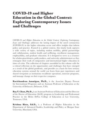 Covid19 And Higher Education In The Global Context Exploring ...
