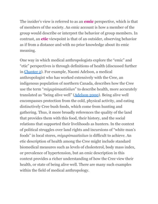 Emic Viewpoint Example Medical Anthropology A Biocultural Approach 4th Edition Andrea S Wiley ...