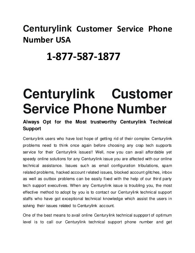 1 877 587 1877 Centurylink Customer Service Phone Number Usa