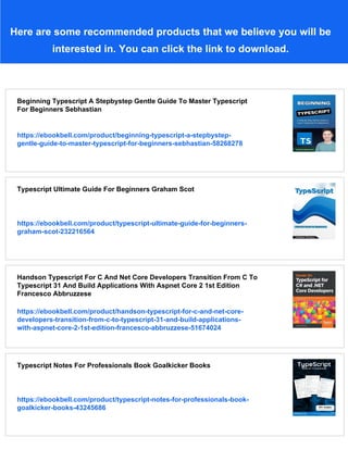 Typescript For Beginners The Ultimate Guide Sufyan Bin Uzayr | PDF