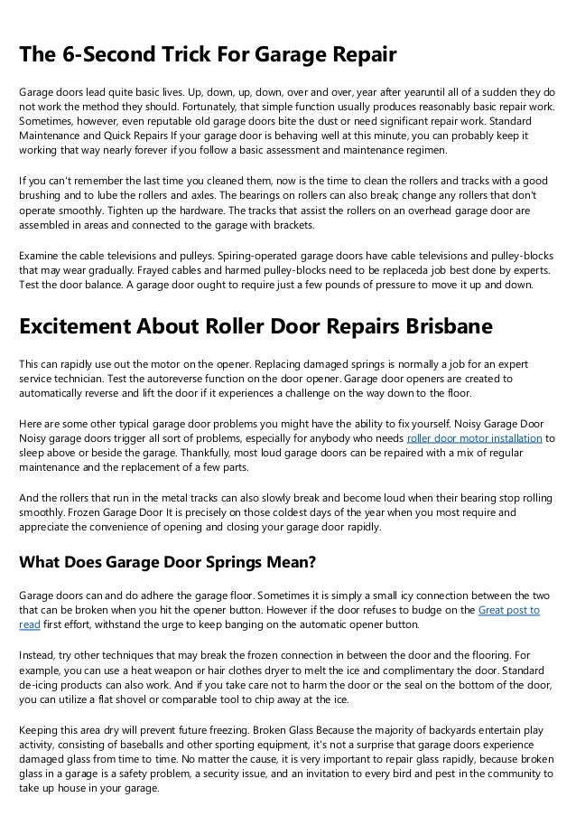 The Facts About Garage Door Repair Brisbane Revealed