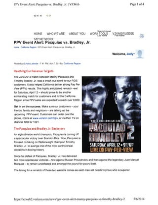 Verizon PPV Fight: Pacquiao vs Bradley