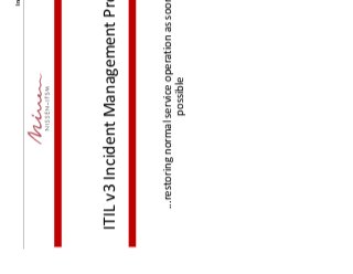 Incident Management
ITIL v3 Incident Management Process
...restoring normal service operation as soon as
possible
 