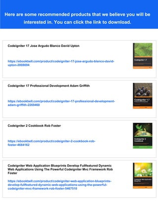 Codeigniter For Rapid Php Application Development 1st Edition David ...